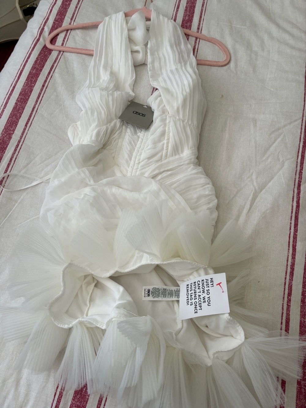 ASOS White Ruffled Halter Mini Dress - Picture 5 of 7